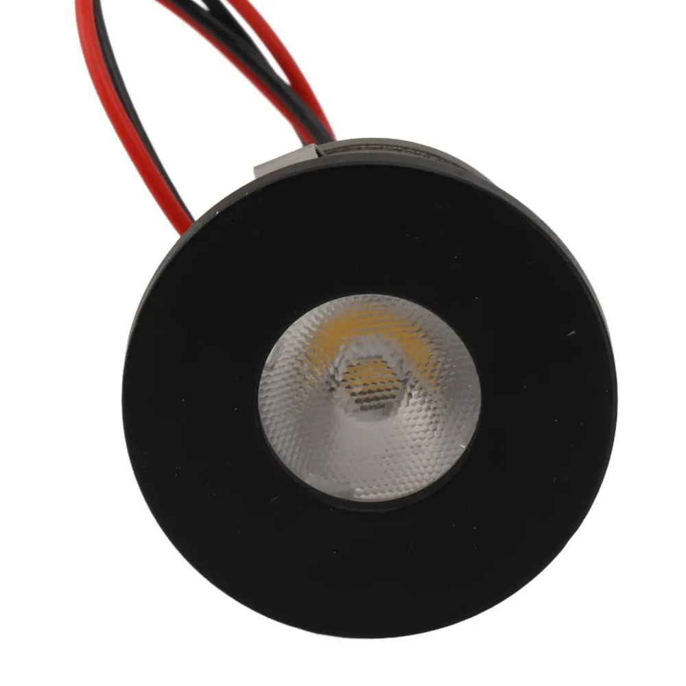 2팩 에너지 절약형 DC 12V 미니 LED 스포트라이트 100LM 블랙 소형 LED 스포트라이트 1W 알루미늄 초소형 스포트라이트 실내 디스플레이