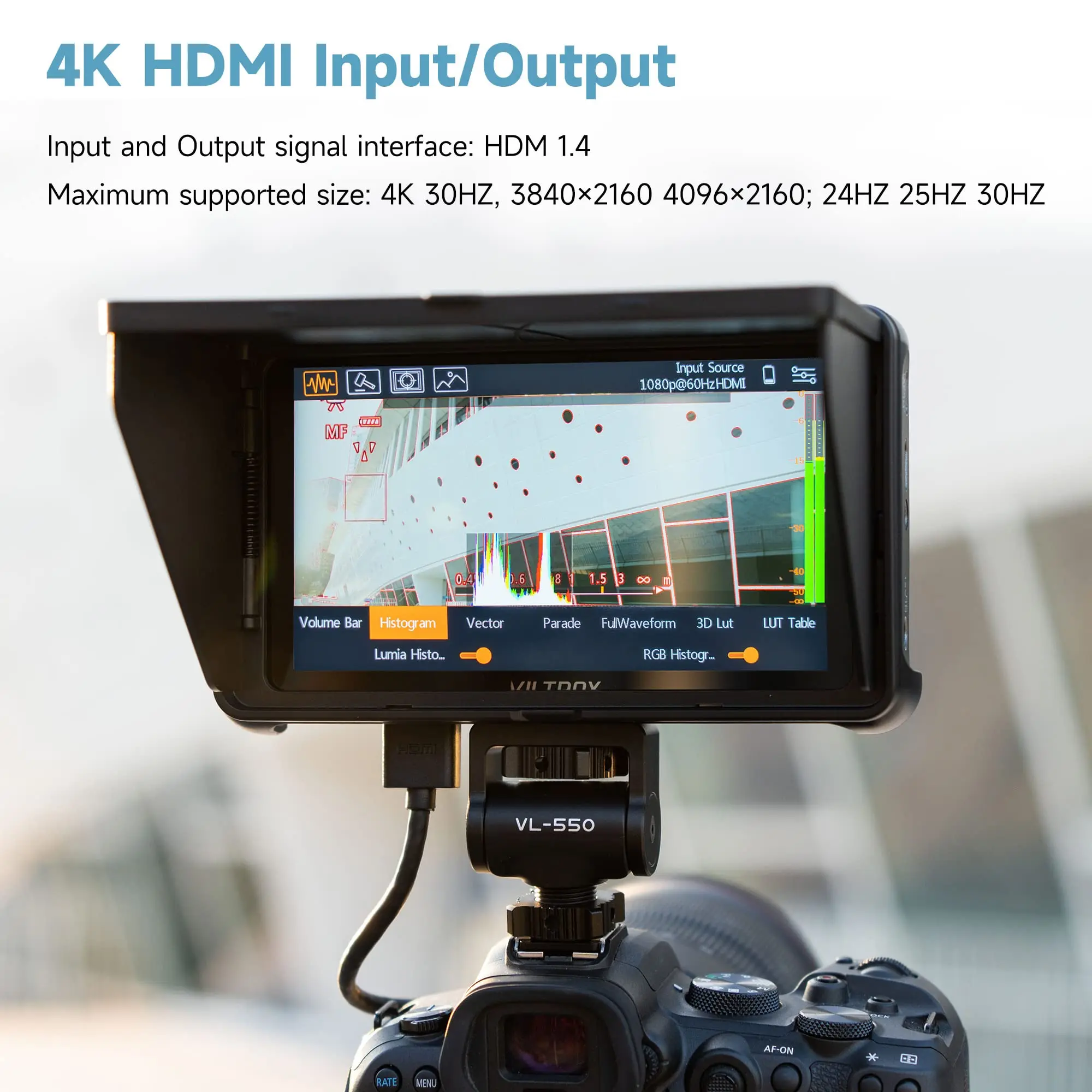 VILTROX DC-550 5.5 Inch 1200 Nits Camera Field Monitor HD 1920x1080 4K Touch Screen Video Monitor with 3D Lut Input Output