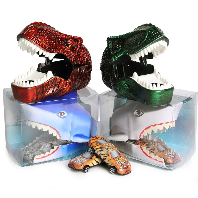 

Children's toy simulation dinosaur shark press ejection car two in one inertia alloy car animal car model