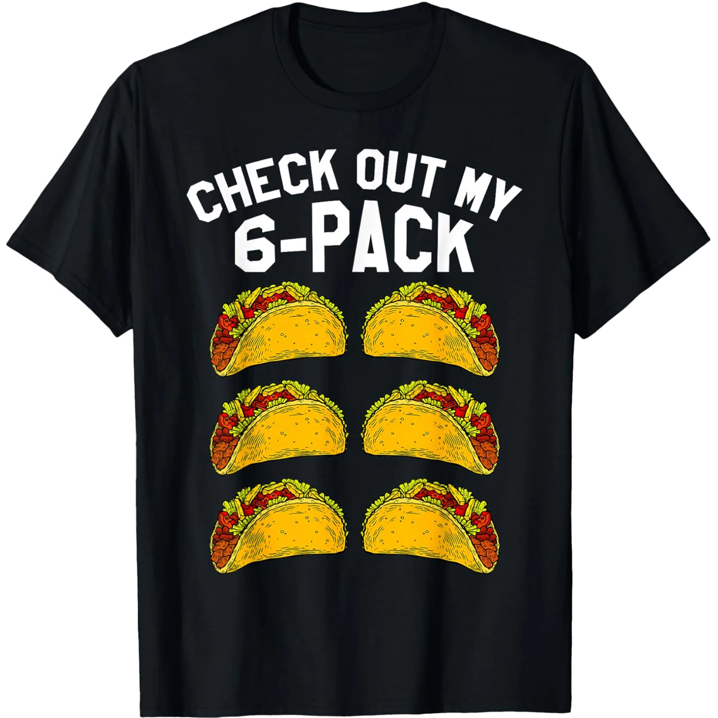 6er-Pack Taco Lustige Mexikanische Gym-Taco-Liebhaber T-Shirts Herren Reine Baumwolle Humor Streetwear T-Shirt Kurzarm Unisex Lockere Kleidung