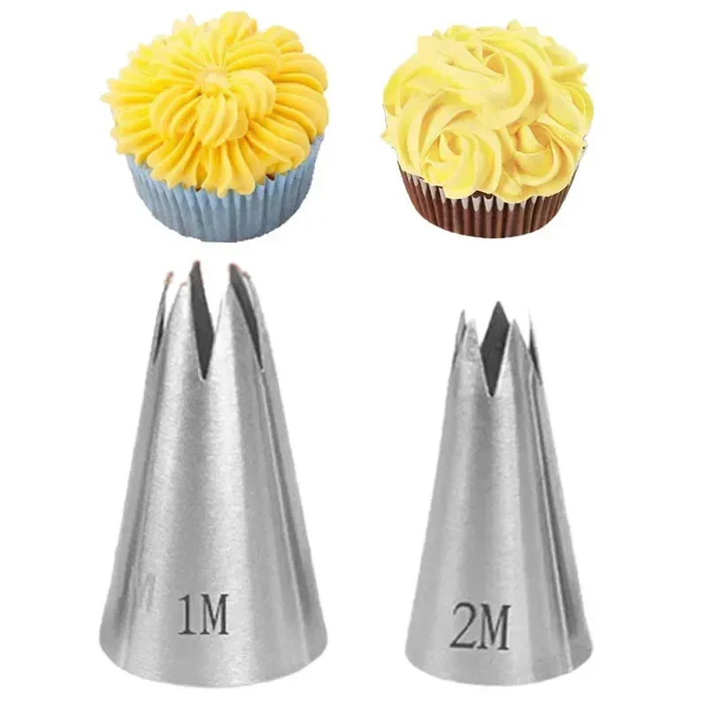 1M#2M# Open Star Pastry Nozzles Icing Piping Tips For Cake Cupcake