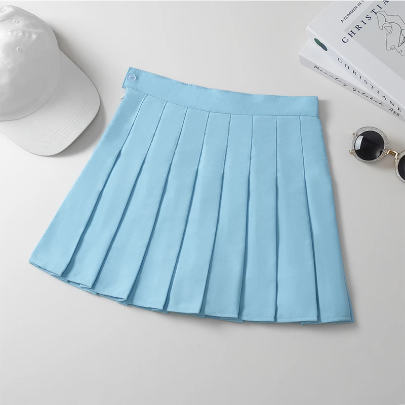Women's Skirt Korean Style Blue Falda Tableada High Waist Short