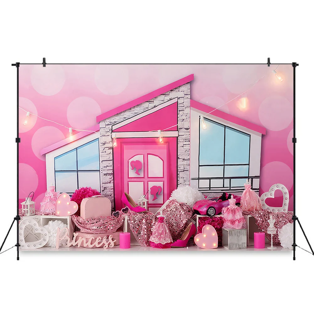 בובה ורודה בובת חלום רקע לבחורה עוגת ריסק צילום רקע עבור ילדה יום הולדת