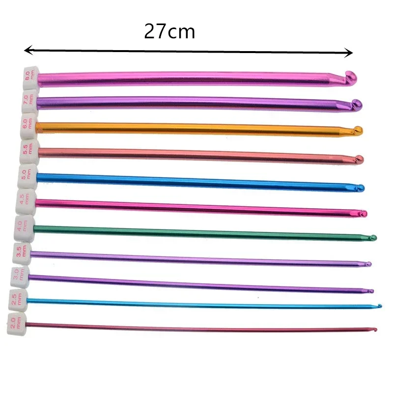 Crochet Hooks 11pcs Multicolour Aluminum 2-8mm