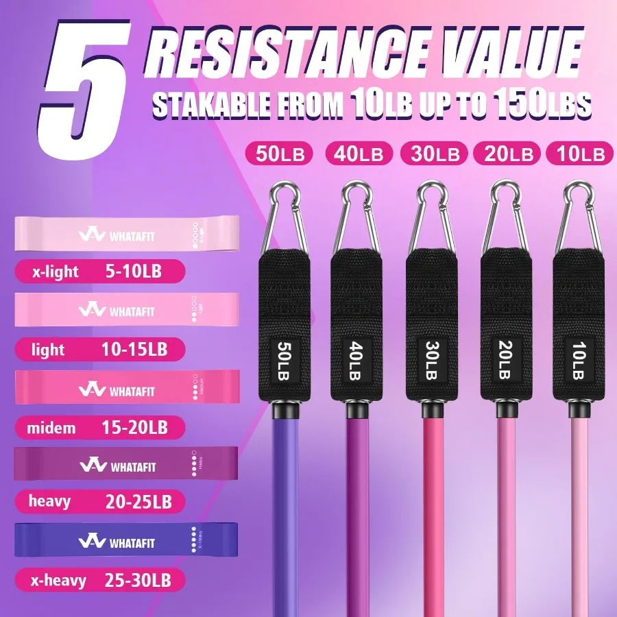 Resistance Bands, Exercise Bands，Resistance Bands for Working Out, Work Out Bands with Handles for Men and Women Fitness, Streng