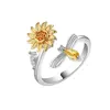 Anti Stress Anxiety Rotatable 925 Silver Zircon Flower Butterfly Opening Ring Women Spinner Fidget Gold Color Fashion Jewelry 5