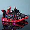 Disney Boys Shoes LED Lights Cartoon Autumn Children's Sports Shoes Leather Non-slip Children's Running Shoes Sneaker Size 25-35 1