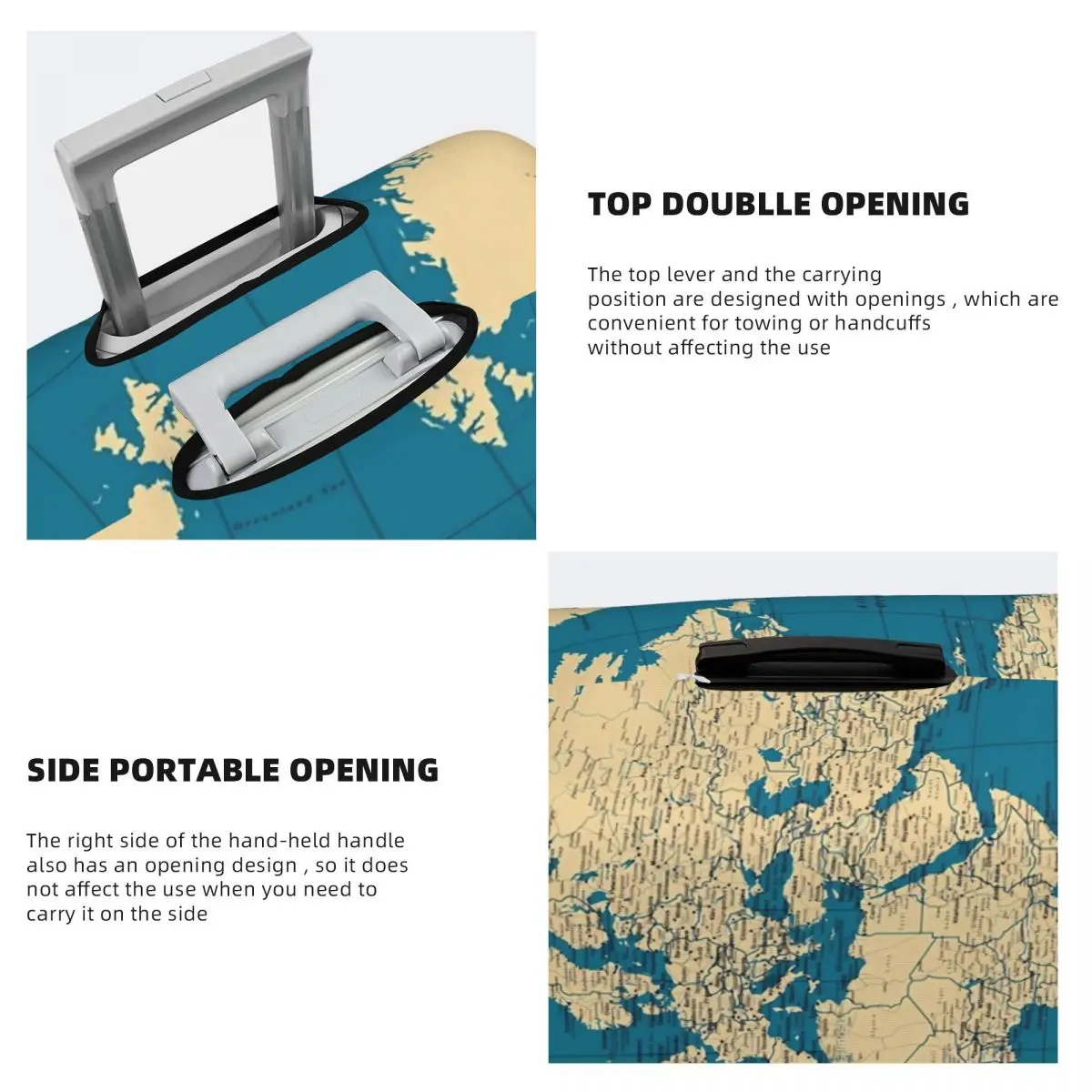 World Map Suitcase Cover Cities Roads Lakes and Rivers Holiday Business Useful Luggage Case Protector luggage cover