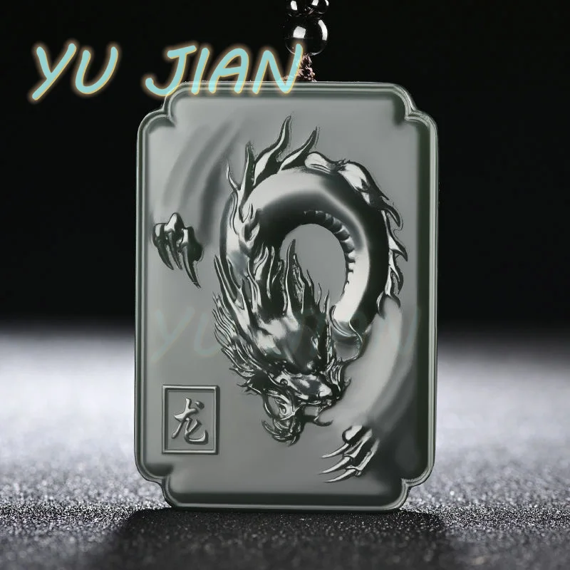 New Boutique Seiko Hand Carving Perfect Curve Loong Shape Natural Hetian Jade Pendant Handmade Qing-Jade Collana Catena Gioielli
