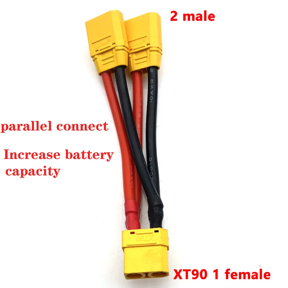 

1pc T plug XT60 XT90 Parallel Battery Connector Male/Female Cable Dual Extension Y Splitter 2/3Way Silicone Wire for RC Battery