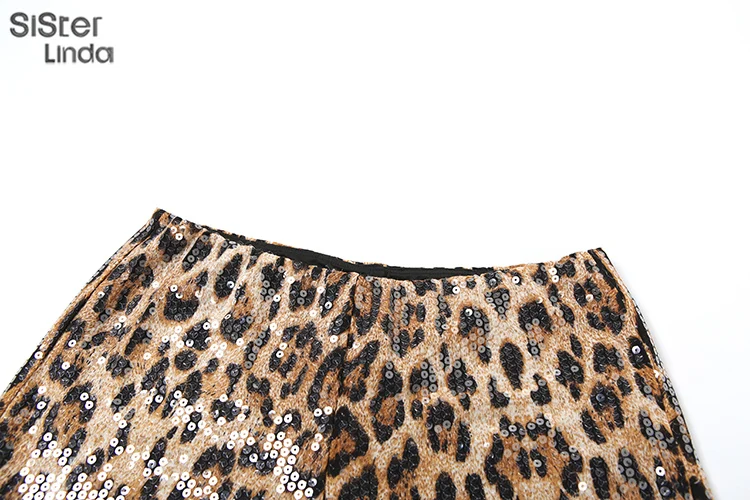sisterlinda Autumn Release Junior Mini Milk Silk High Street Kurze Hosen K24P56756 Mädchen Leopard Slim Fashion Glitter Kurze Hosen – Detail 2