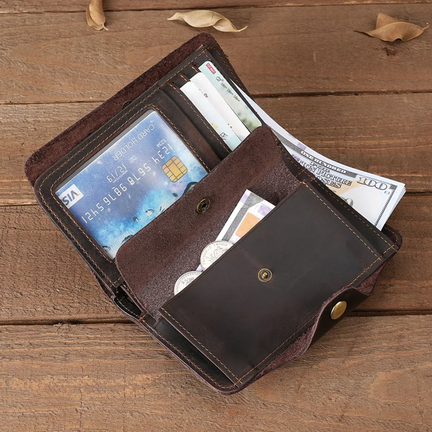 Vintage Leather Men's Wallet Long Billfold Wallet with Hasp 100% Genuine Leather Wallet for Men Drop Shipping 4