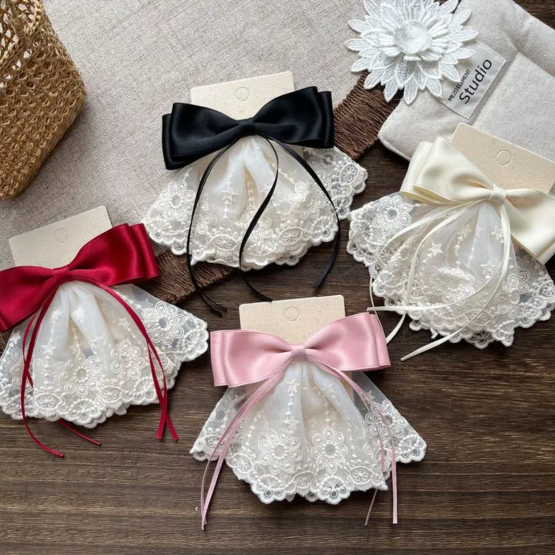 New Temperament Bow Hairpin Children's Lace Back Head Top Clip Girl Sweet Cute Hair Accessories Princess Headdress