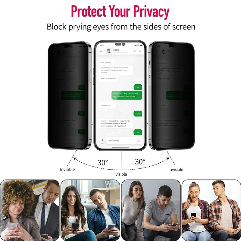 Enhanced Privacy Screen - Black Anti-Spy Protective Glass