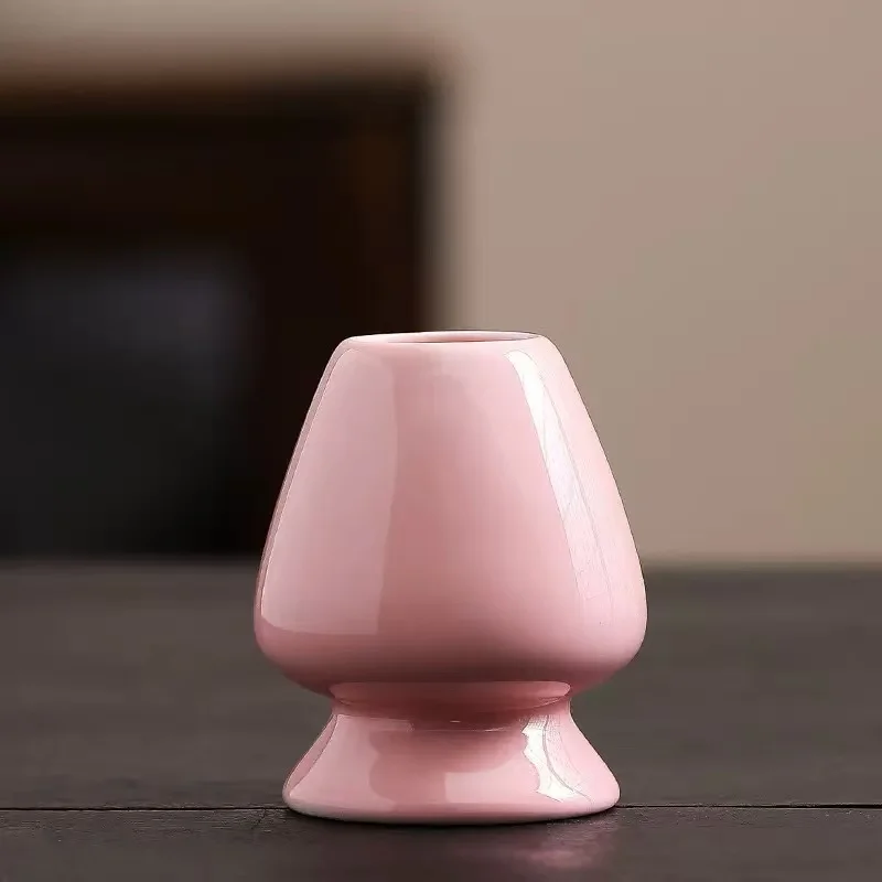 1/3/4/5pcs Japanese Ceramic Glossy Pink Matcha Bowl Macha Tea Whisk Chawan Chasen Holder Scoop Sifter Cup Ceremony Gift Set