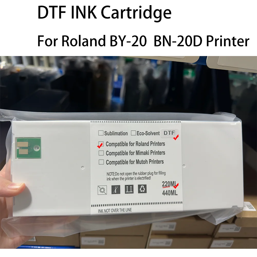 DTF Ink Cartridge Full With 220ML DTF Ink with Chip For Roland BY 20 BY20 BN 20D BN20 Printer BKCMYWH ink cartridge inkjet ink cartridge