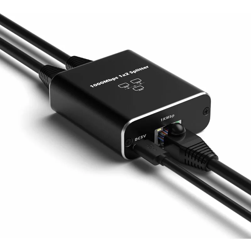 Ethernet-splitter 1 Tot 3-poorts Gigabit LAN-netwerkswitch, USB-voeding voor Cat 6 7 8-kabel, met Materiaal van Aluminiumlegering, voor Industrieel Gebruik aan Huis