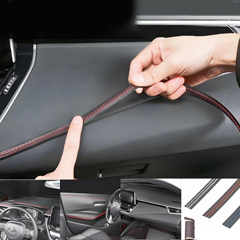 

1PC DIY Strips Decorative Woven Trim Strips Braid Dashboard Dashboard Stickers Car Protection Universal PU Leather Car Interior