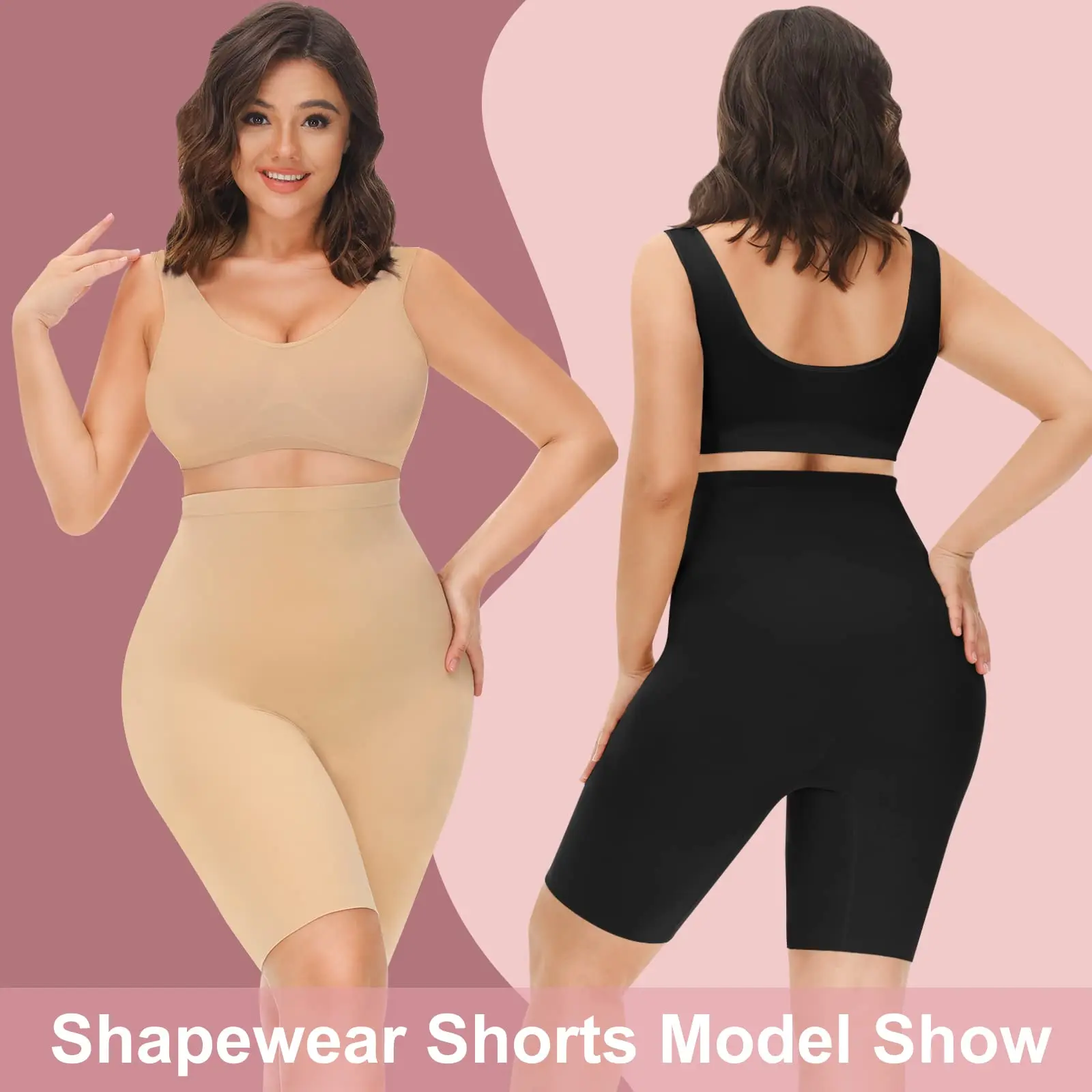 High Waist Cut-Out Butt Shapewear Shorts With Front Hooks