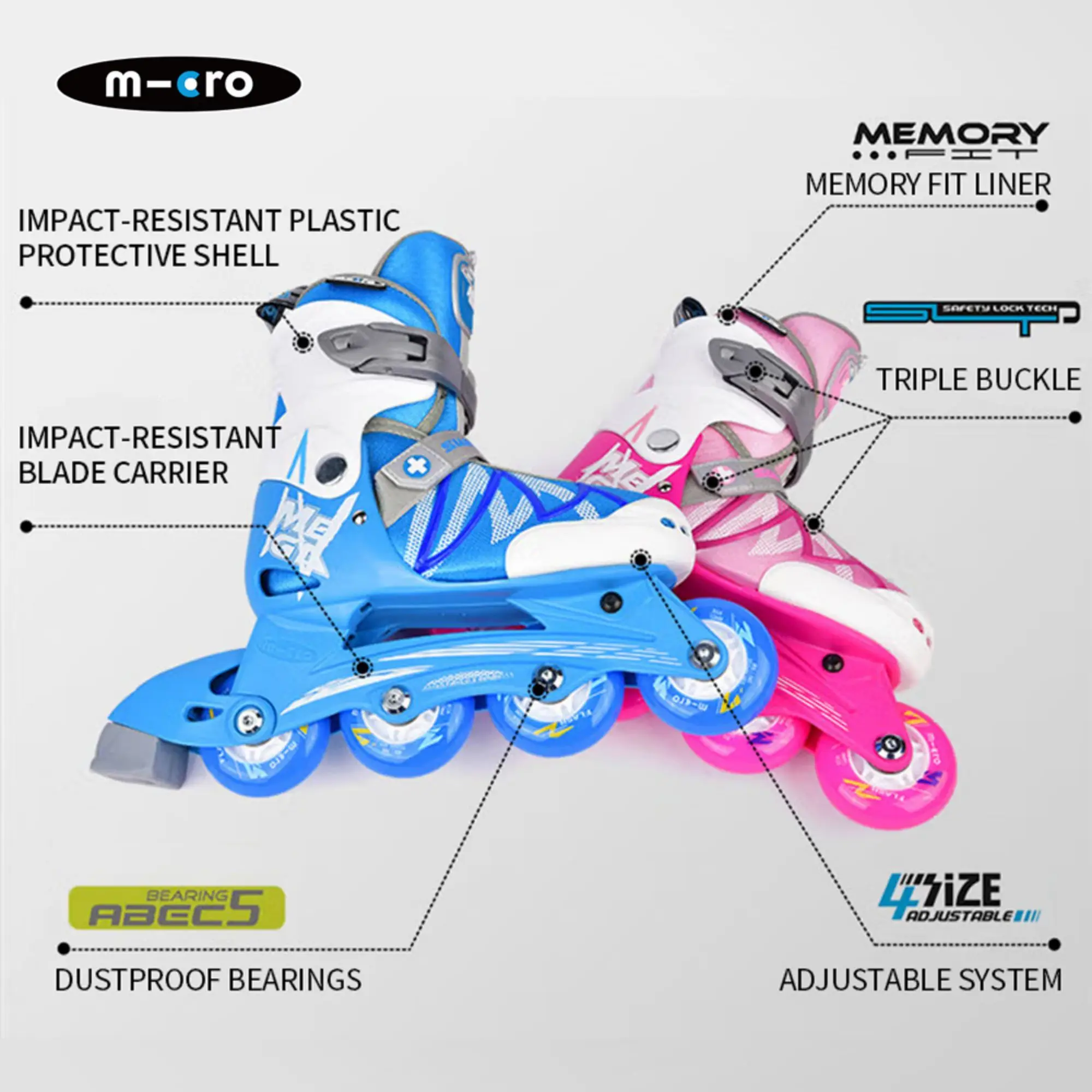 Kids Roller Shoes 4 Sizes Adjustable Roller Skates Flash Wheels For Kids Boys Girls