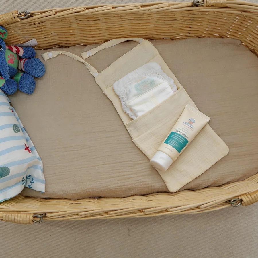 Baby Bedside Crib Caddy Organizer, Newborn Essentials Storage Bag, Multifunctional Stroller Hanging Pouch, Nursery Decor