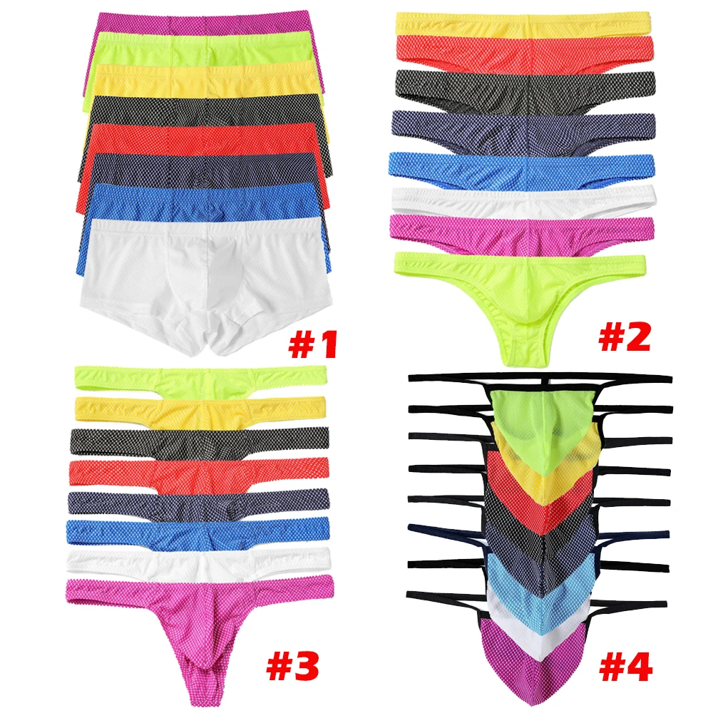 

8PCS Sexy Mens Underwear Breathable Briefs Low Waist Underpants Cuecas Calzoncillos Man Shorts Bikini Briefs Thong Male Panties