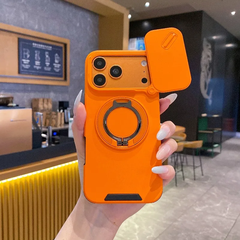 Deluxe Magnetic Armor Case with Sliding Camera Protector and Bracket