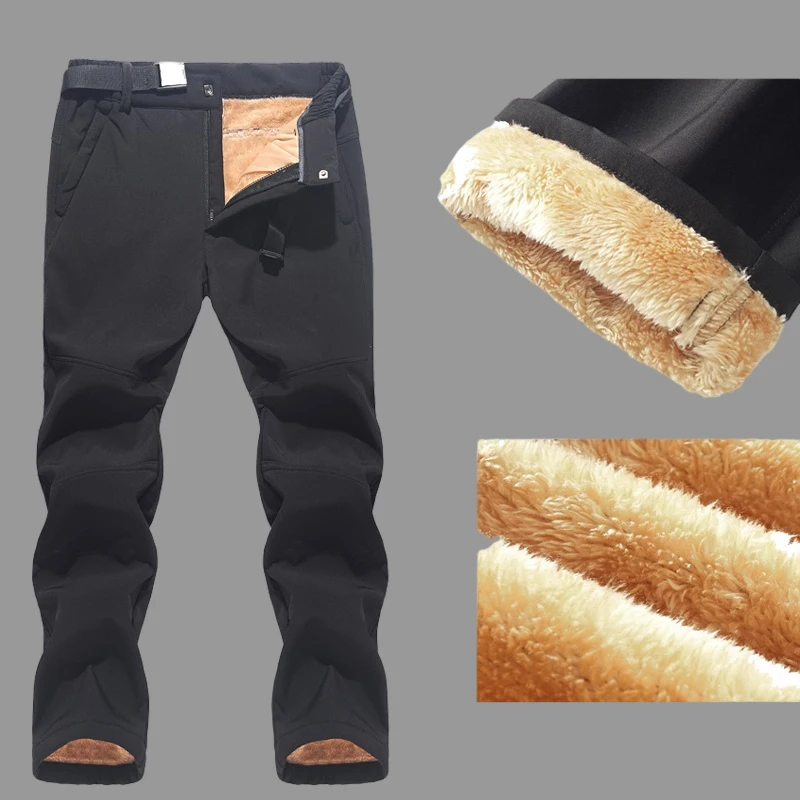 Męskie Zimowe Grube Polarowe Ciepłe Spodnie Wojskowe Softshell Wodoodporne Spodnie Termiczne Trekkingowe Długie Spodnie Plus Rozmiar 6Xl
