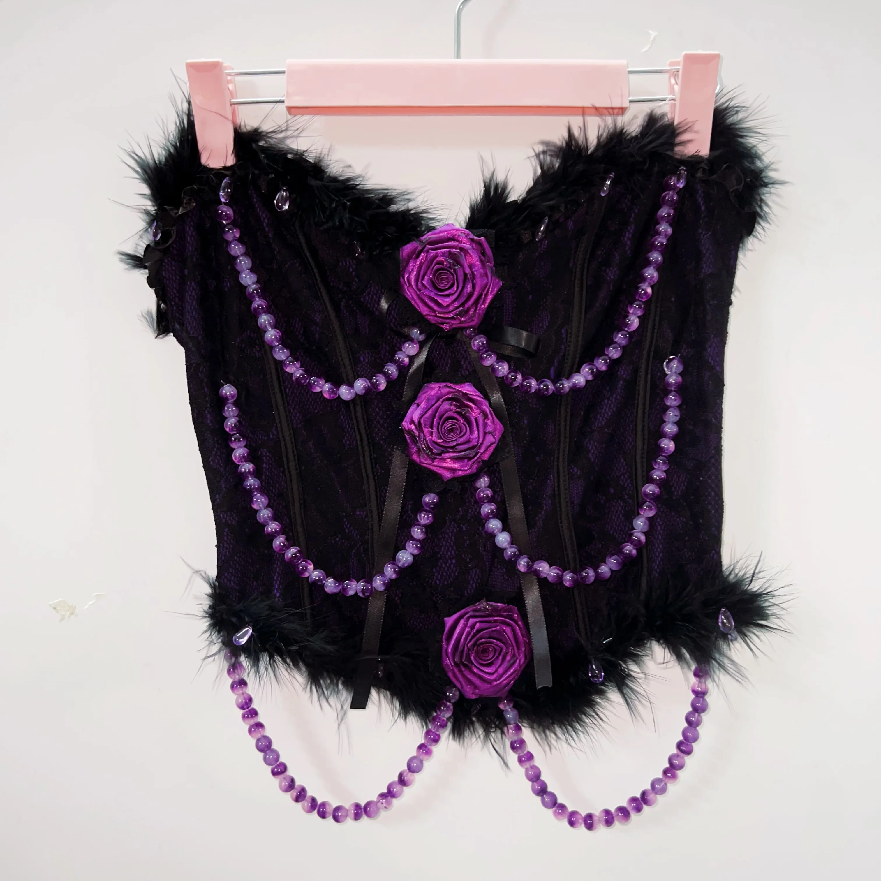 Purple Faux Pearl and Rose Bustier Top 4
