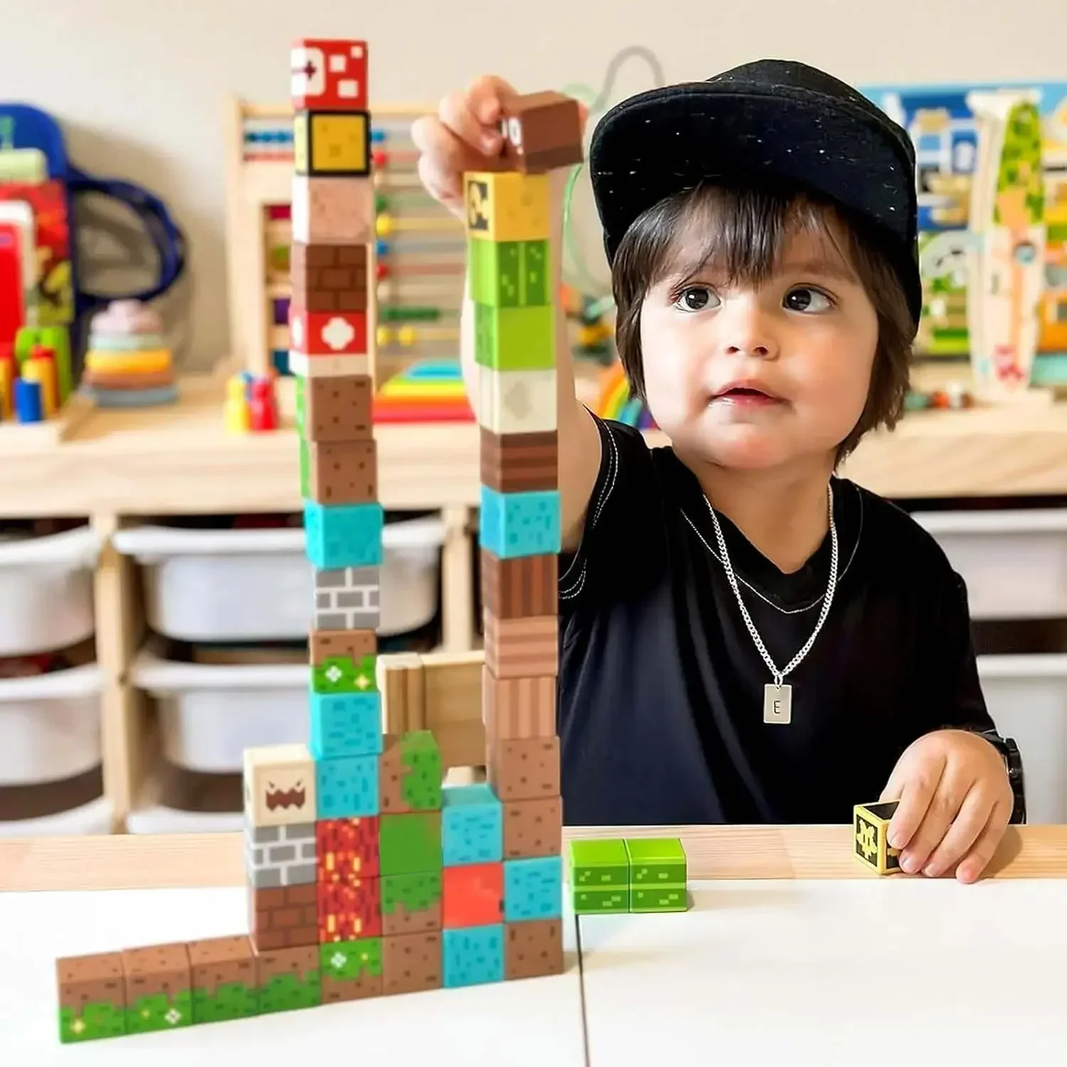 Magnetic Building Blocks Super Mario Toddler Toys for Boy Girl 3+ Build Magnet Cube STEM Game Sensory Christmas Gift for Kid Set 5