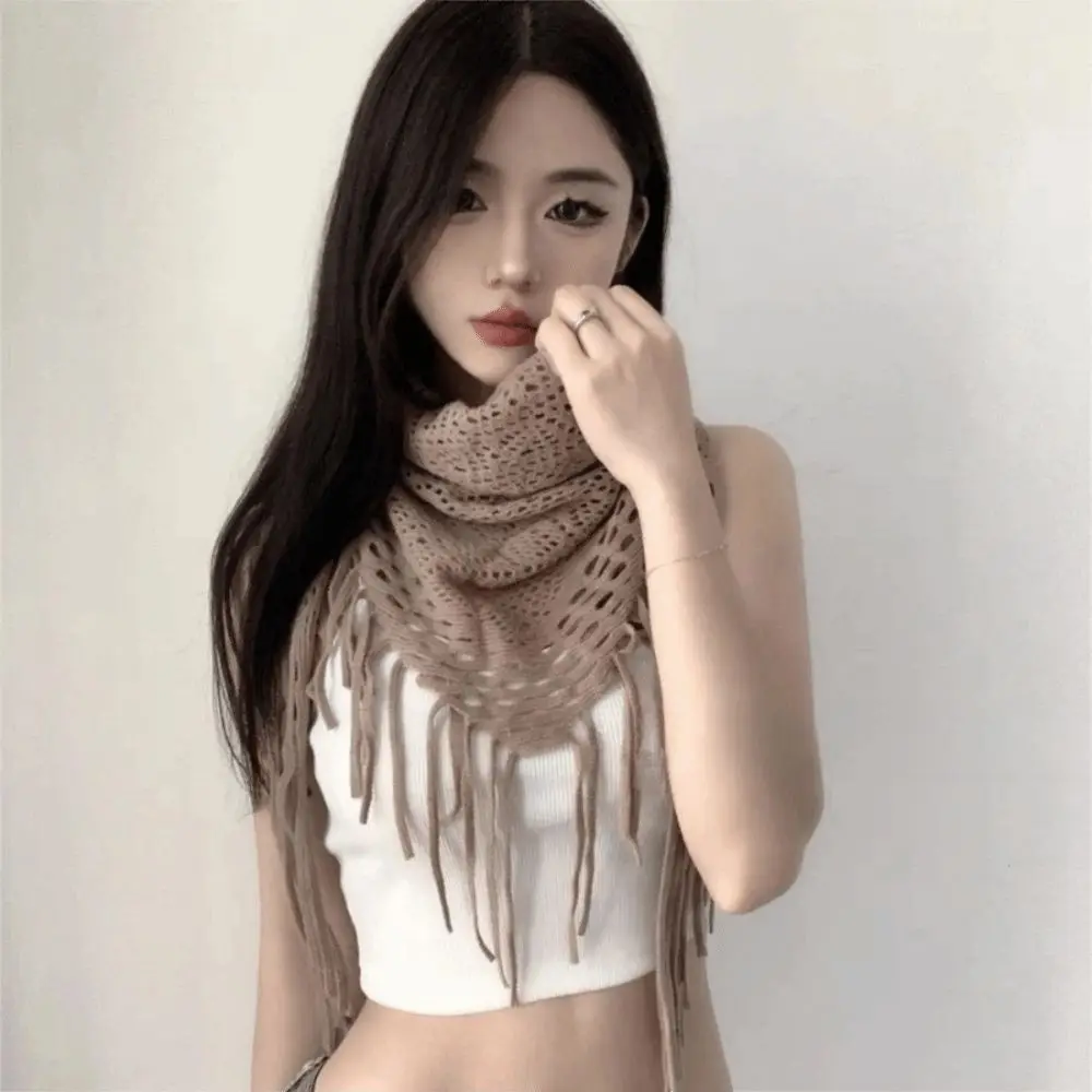 Women Tassel Belly Dance Clothing Knitted Bohemian Style Triangular Scarf Hip Scarf Adult Dance Practice 6