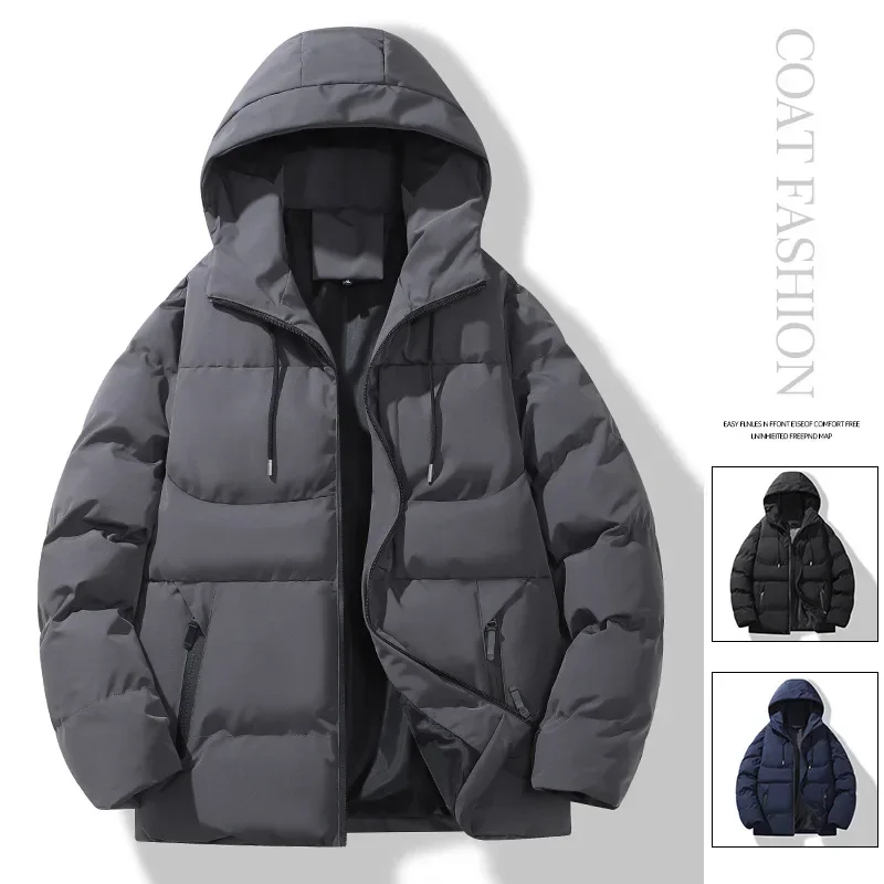 

Новое зимнее мужское повседневное хлопковое пальто с капюшоном, Большое модное утепленное свободное мужское хлопковое пальто