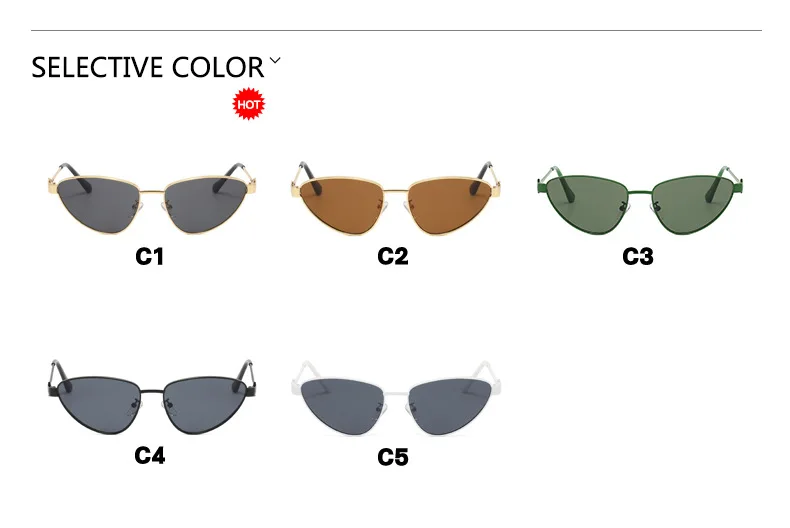 Neue Mode Cat Eye Sonnenbrille für Frauen Vintage Metall Rahmen Dreieck Dekorative Damen Sonnenbrille Sexy Kleine Cateye Brillen – Detail 7
