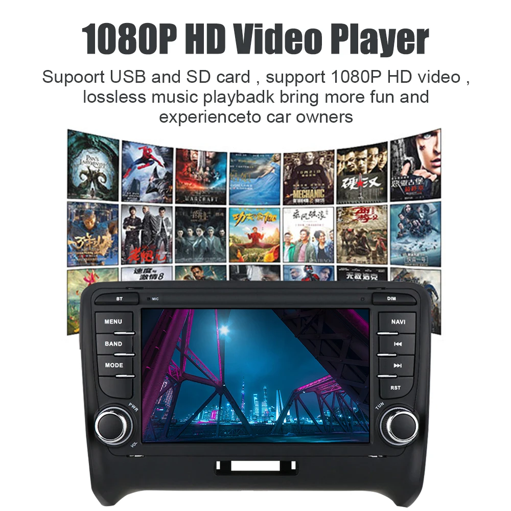 7 Inch HD Touch Screen Android 10.0 GPS FM Receiver for Audi TT MP5 Video Player Car Radio Hands-free Bluetooth WiFi 2 Din 2 7 Inch HD Touch Screen Android 10.0 GPS FM Receiver for Audi TT MP5 Video Player Car Radio Hands-free Bluetooth WiFi 2 Din - Image 2