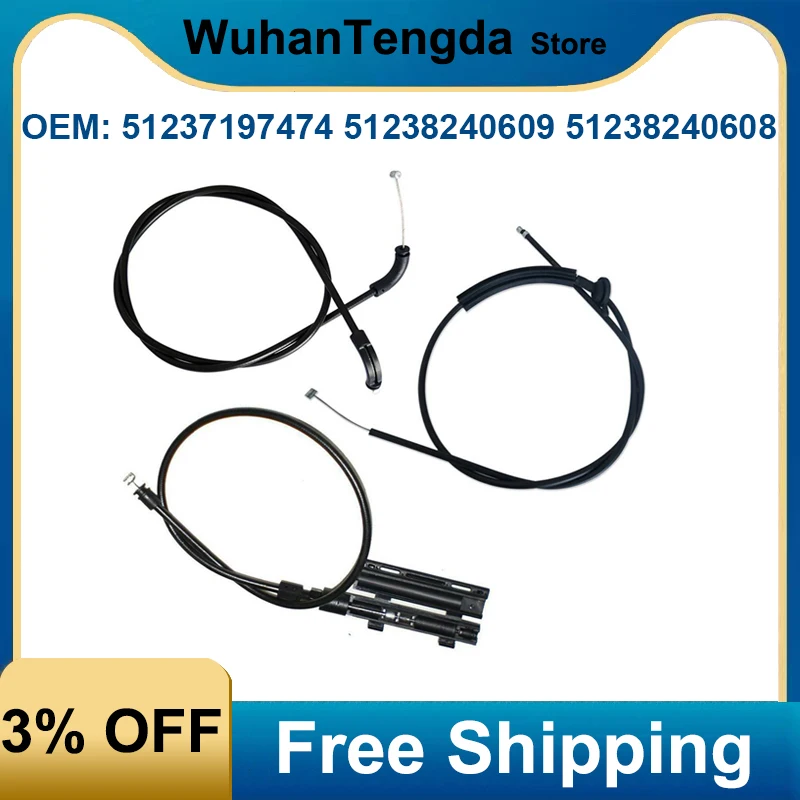 

51237197474 51238240609 51238240608 3PCS Engine Hood Release Cable Bowden Cable for BMW E65 E66 7Er
