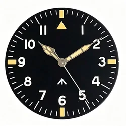 Pilot Watch Dial 33.5mm Black/Blue with Luminous Hands - Premium Quality Men's Watch Component - ETA 2824 (Black dial set A)