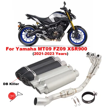 Motorcycle Exhaust System Escape For Yamaha MT09 FZ09 XSR900 MT-09 2021-2023 Modify Carbon Fiber Muffler DB Killer Front Pipe