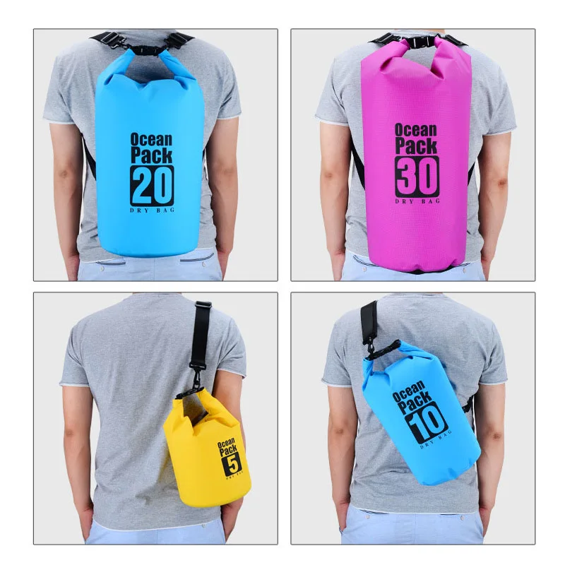PVC Waterproof Swimming Rafting Boating Bag Dry Sack Fishing Floating Gear Bags Kayaking Backpack Beach Storage Drifting Pouch