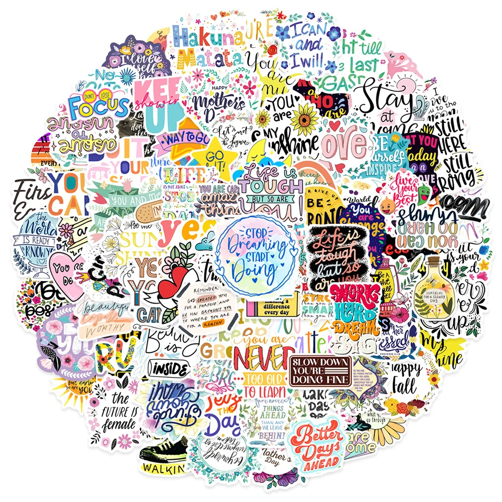 

10/30/50/100pcs Inspirational Quotes Graffiti Stickers Motivational Phrase Decals DIY Phone Case Notebook Luggage Sticker Decor