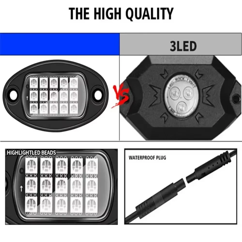For Offroad Truck SUV music Control RGB Ambient Lights Off-road car chassis modification Bluetooth APP control decorative light