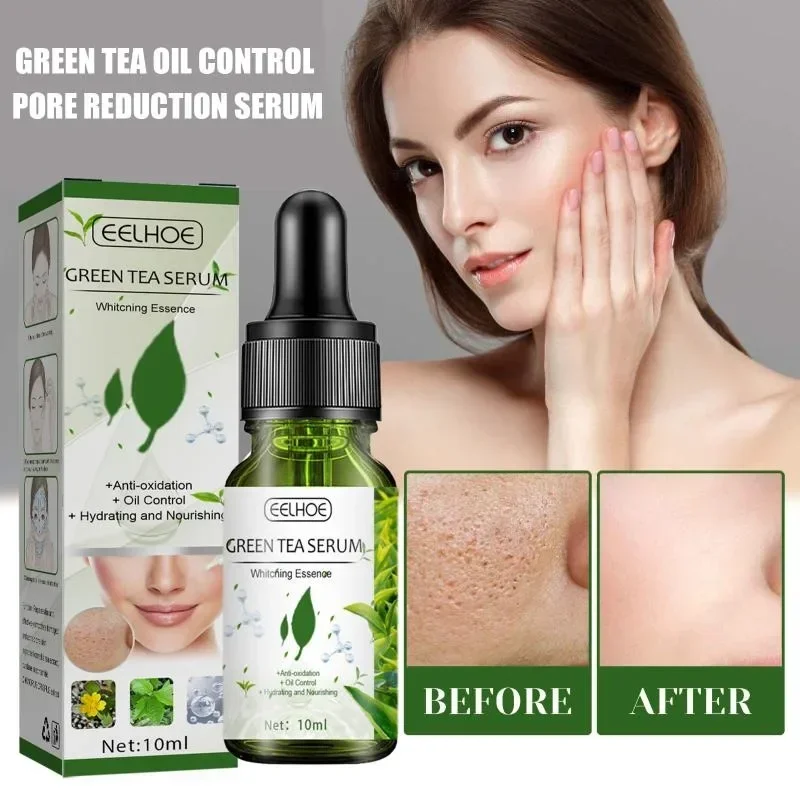 Green Tea Facial Repair Serum Soothing Oil Control Pore Shrink Face Serum Whitening Remove Dark Spots Acne Blackheads Skin Care