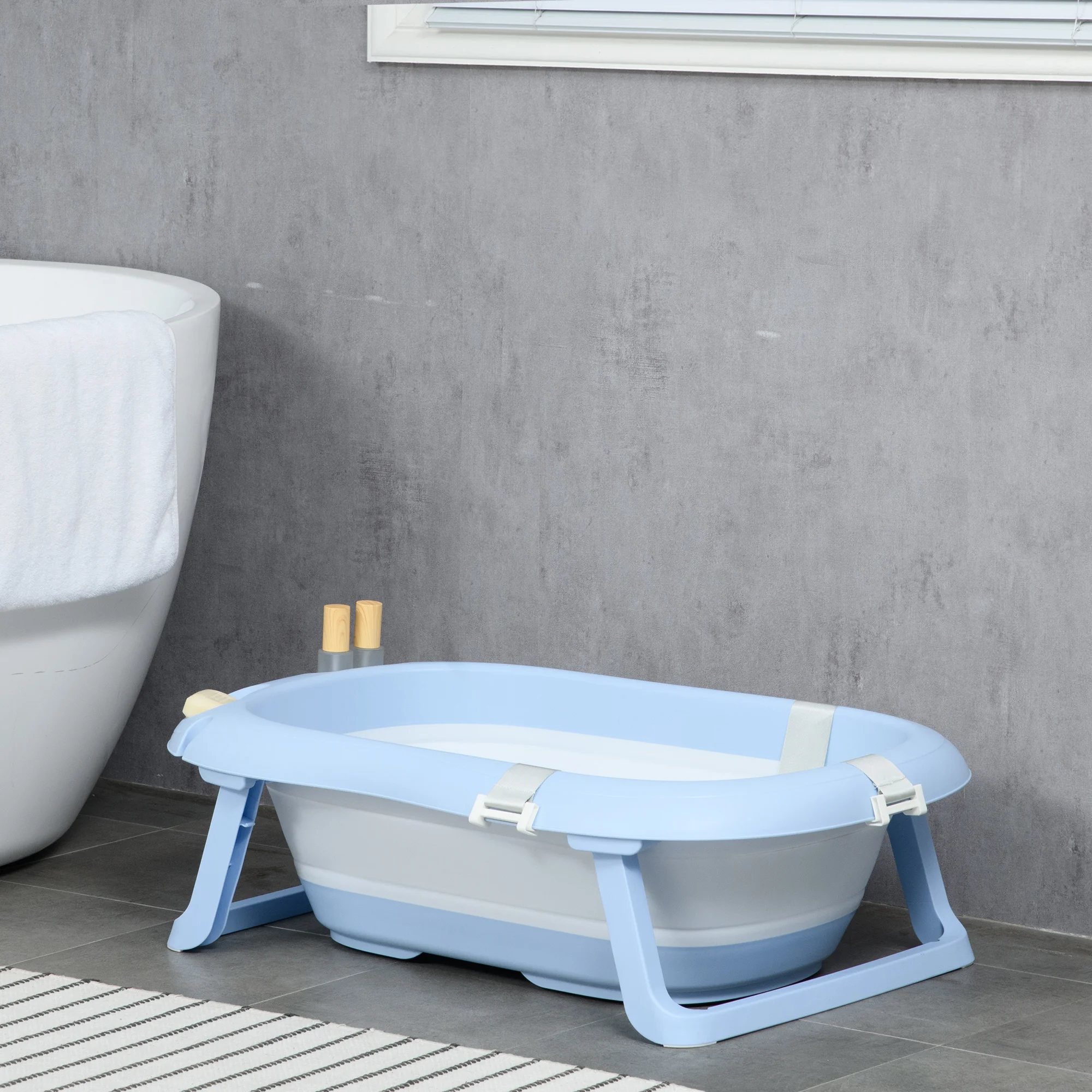 Bañera Plegable Bebé Bañera Plegable Para Bebé HOMCOM: Diseño De Cocodrilo, Capacidad 50 Litros, Con Cojín Y Patas Antideslizantes Banheira Bebe Con Soporte