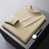 Winter warm sweater men's high-end simple all-matching slim fit stretch cold-resistant casual solid color round neck sweater 2
