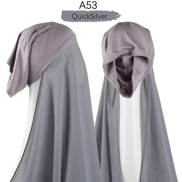 Women Muslim Instant Chiffon Hijab With Cap Underscarf Bonnet HIjabs  Scarf Islam Headscarf Headwrap Turbante A53