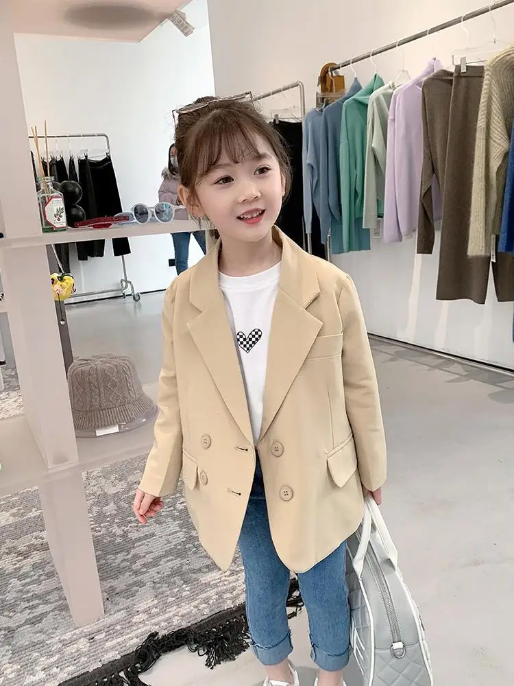 

Fashion Baby Girl Suit Jacket Toddle Teen Child Loose Jacket Solid Color Spring Autumn Coat Baby Outwear Clothes 2-12Y
