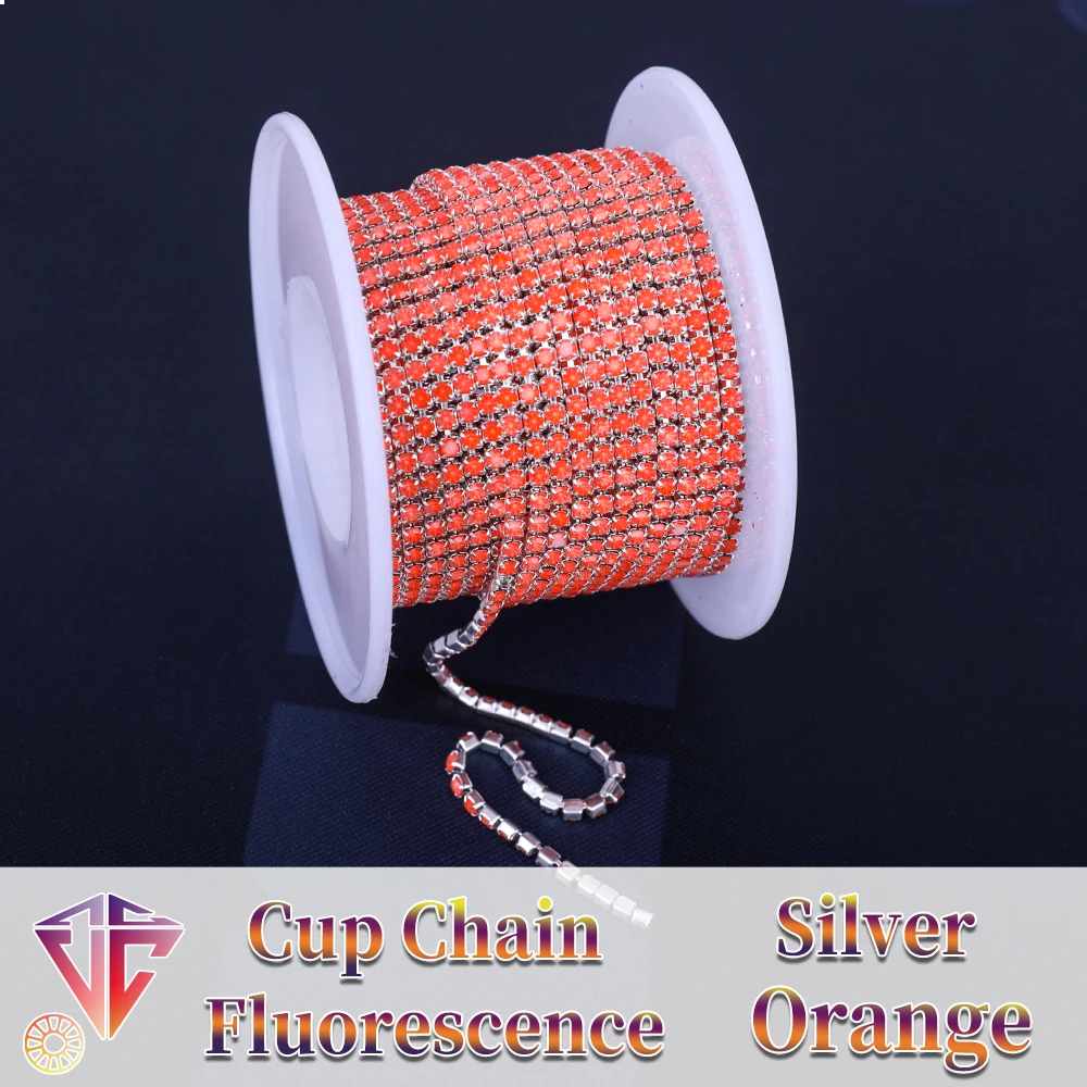 VC Fluoreszierende Mocha Strassketten für Bekleidung, Glas-Strass-Ketten mit Silber/Gun Black/KC Gold Basis – Detail 7