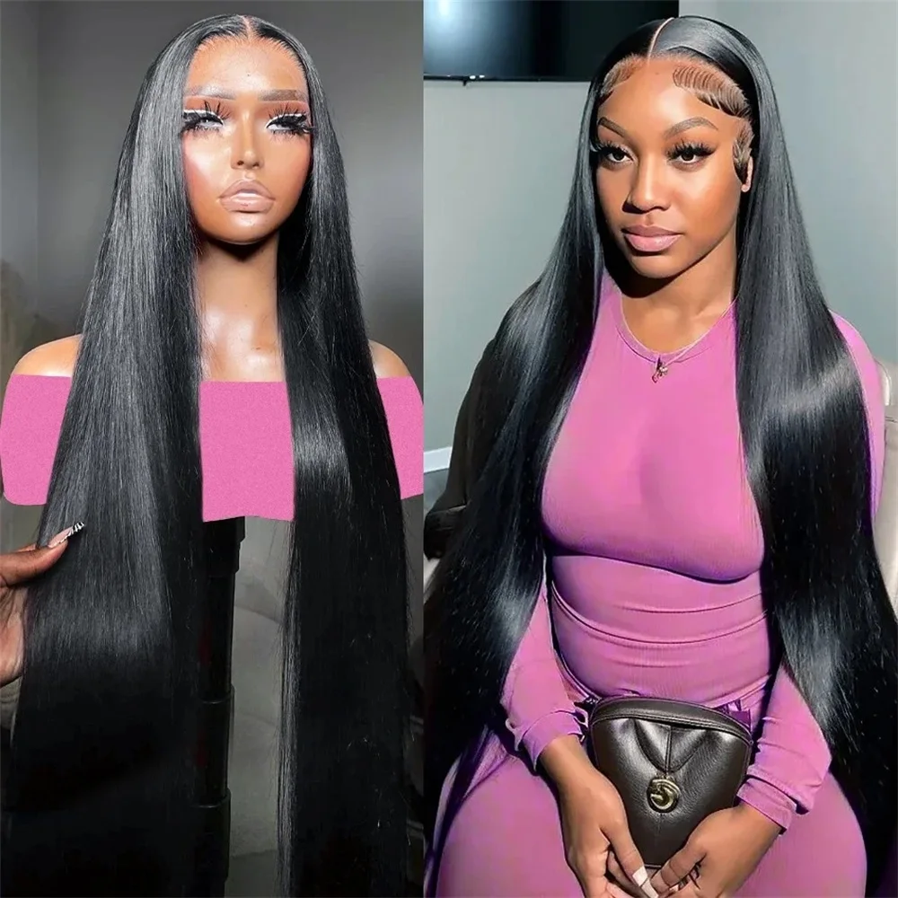

36 Inch Bone Straight 13x4 13x6 Transparent Lace Front Human Hair Wigs For Women Brazilian 180 Density 360 Full Lace Frontal Wig