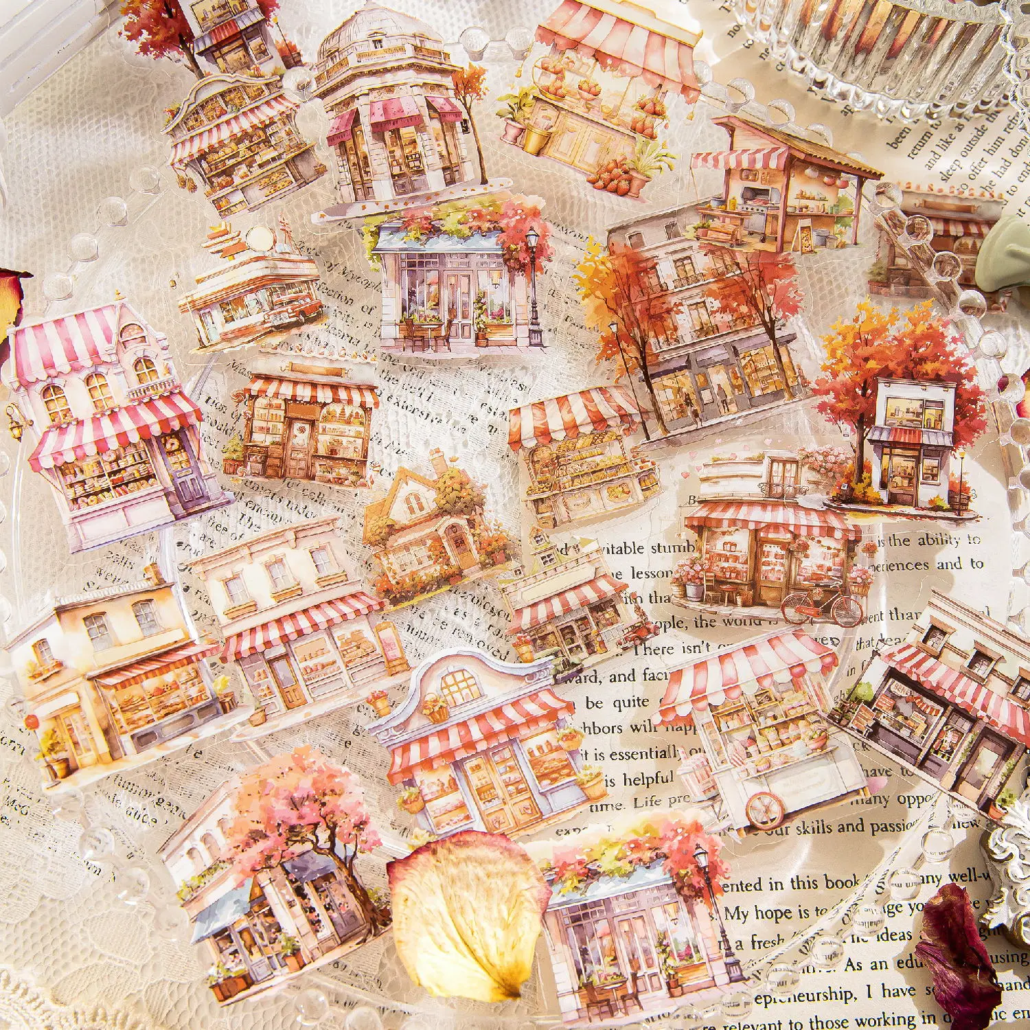 

40PCS Colorful Fairy Tale House PET Sticky Sticker Aesthetic DIY Decoration Scrapbooking Stationery Hand Accounting Materials