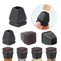 Black Chair Leg Floor Protectors Foot Cover Diagonal with Thick Wrap Felt Pads Silicone Furniture Table Feet  Protect Floors 6