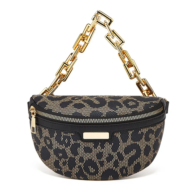 Fashion Leopard Banana Bags for Women Chest Bag Ladies Sling